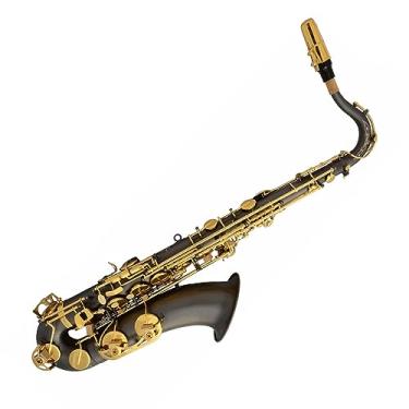Imagem de Saxofone tenor de corpo de latão profissional, preto fosco, banhado a níquel, com encaixes
