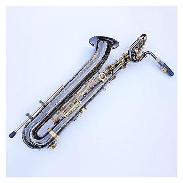 Imagem de Saxofone barítono profissional tubo de latão exclusivo preto niquelado instrumento saxofone com estojo bocal