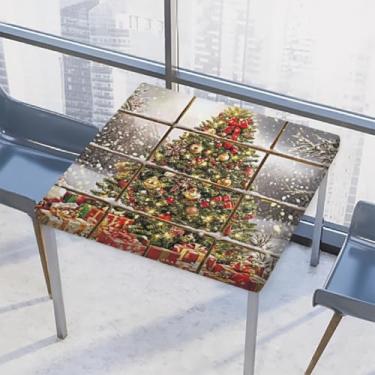 Imagem de hongjinglin Toalha de mesa quadrada para uso ao ar livre com borda elástica, toalha de mesa quadrada para decoração de mesa para decoração de mesa de 86 x 86 cm