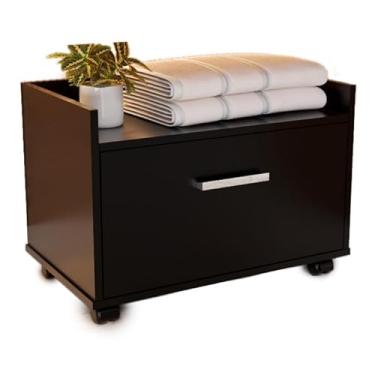 Imagem de Gabinete de Banheiro com Gaveta e Rodinhas – Armário Organizador Multiuso para Lavabo, Lavanderia ou Quarto(Preto)