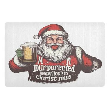 Imagem de SEHANY Tapete de porta de inverno Papai Noel Natal para todos os climas, impermeável, secagem rápida, bem-vindo, tapete de entrada antiderrapante, tapete decorativo de poliéster para entrada, varanda