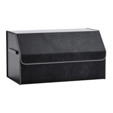 Imagem de QccHieUs Organizador universal de porta-malas de carro com tampa Organizador de carro à prova d'água Caixa de armazenamento de porta-malas prática dobrável, Preto