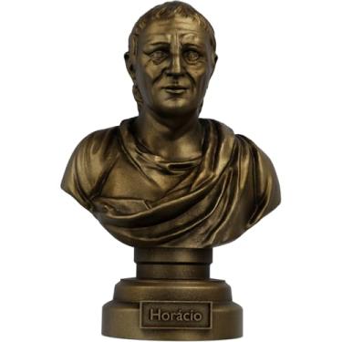 Imagem de Estátua Busto Quinto Horácio Flaco - Poeta Romano (Cor Ouro Velho)