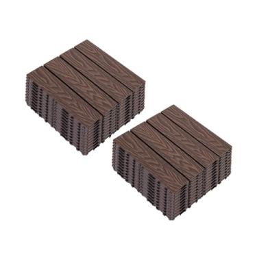 Imagem de Telhas de deck compostas, tapetes interligados com resistente ao desgaste antiderrapante para terraço terraço varanda 30 x 30 cm C4 20 peças