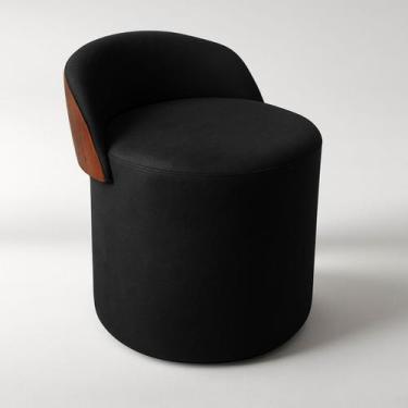 Imagem de Puff Encosto material sintético Suede Redondo Confortável Sala Moderno