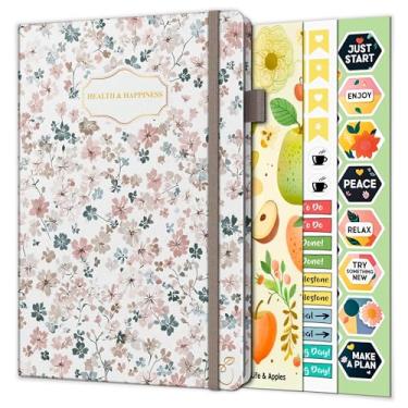 Imagem de Life & Apples Agenda de bem-estar – registro de alimentos, rastreador de fitness, rastreador de hábitos, diário de perda de peso para rastreamento de dieta e objetivos de saúde, sem data, tamanho A5