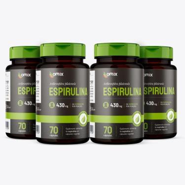 Imagem de Kit 4x - Espirulina - 70 cápsulas - Omix-Unissex