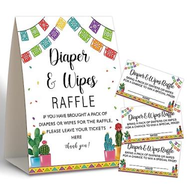 Imagem de Jogo de chá de bebê tema Fiesta, sorteio de fraldas, sorteio de fraldas para chá de bebê, centros de mesa de chá de bebê, decorações de festa de fraldas, 1 placa e 50 cartões de sorteio de fraldas -16