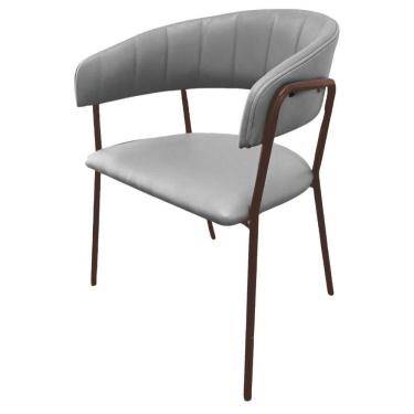 Imagem de Cadeira com Braços Maraú PSG Móveis Couro autêntico Bege com Base em Aço Cortén