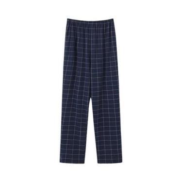 Imagem de Calças De Pijama De Algodão Para Adultos, Estilo Xadrez, Confortáveis 