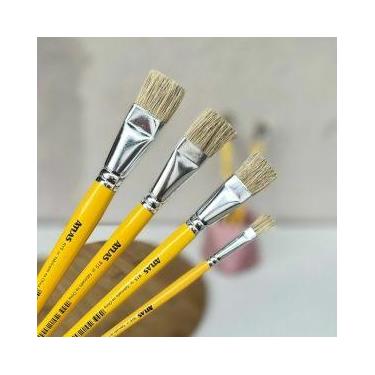 Imagem de Kit 4 Pinceis 915 Artistico Chato Pelo Suino Br 18,16,10 e 24 Atlas