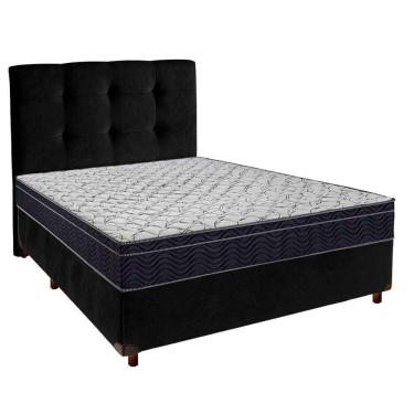 Imagem de Cama Box Preto Com Colchão Casal Airtech 150 Ortobom E Cabeceira