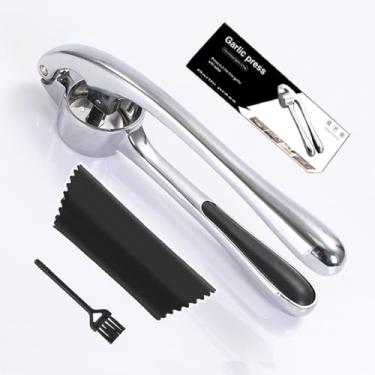 Imagem de YUYOND Conjunto premium de espremedor e descascador de alho, triturador de alho resistente, ferramenta de trituração de alho à prova de ferrugem, fácil de espremer e limpar, alça ergonômica inclui