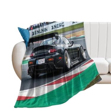 Imagem de HouLaiZhe Cobertor super macio de flanela JDM carro Rx7 na pista, cobertores refrescantes leves para sofá-cama, cadeira, sofá, carro, viagens ao ar livre, leve, quente, 76 cm x 101 cm