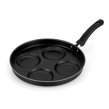 Imagem de Frigideira Multiuso 4 em 1 com Divisórias, Antiaderente, Alumínio, 44x28x10cm, Preta, 1,5L