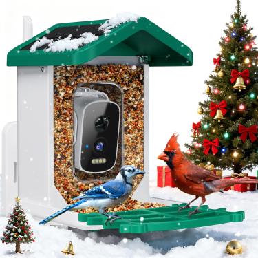 Imagem de Smart Bird Feeder with Camera, AI Bird Species Identification Solar Powered Panel, 2.5k HD Video Bird House with Camera for Outside Garden, Ideal Gifts for Lover,Green