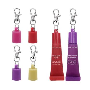 Imagem de 【Pacote com 4】Suporte de protetor labial com chaveiro, capa de substituição portátil compatível com protetor labial LANEIGE de 4,8 g, design à prova de vazamento, nunca perca seu brilho labial