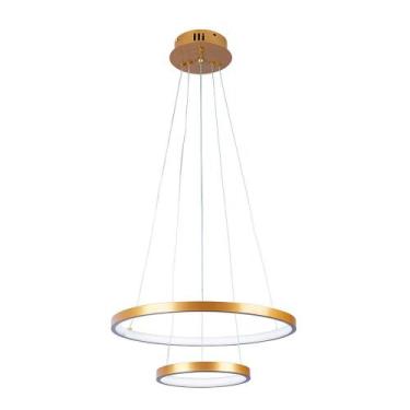 Imagem de Lustre Sala Quarto Led Moderno Luxuoso 2 Anéis Arcos Ring 20 e 40cm 29