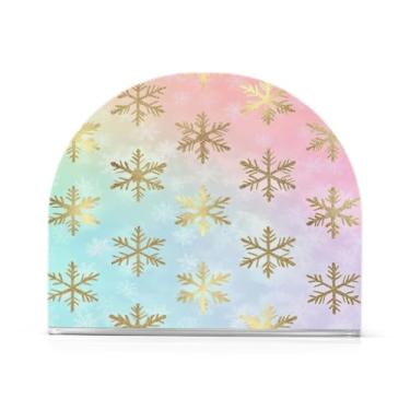 Imagem de Wassud Porta-guardanapos de acrílico de floco de neve de Natal, dispensador de guardanapo de papel moderno em forma de U para mesa, cozinha, sala de jantar, bancada 1 peça (comporta 50-60 guardanapos)