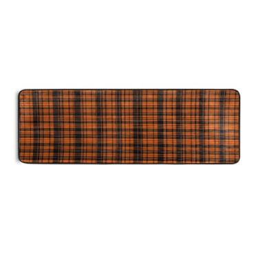Imagem de Qilmy Tapete xadrez retrô laranja e preto 183 x 61 cm, antiderrapante, antifadiga, confortável, tapetes longos, para quarto, sala de estar, banheiro, corredores, entrywa483