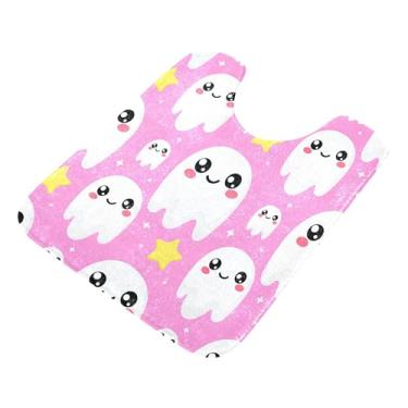 Imagem de Burbuja Tapete de banheiro fofo Boo, tapete de banho absorvente de pelúcia macio, base antiderrapante para piso de banheiro, oval em forma de U