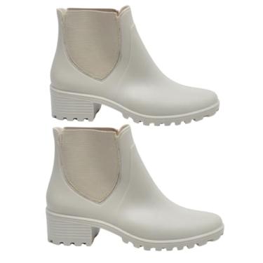 Imagem de Kit 2 Pares Bota Feminina Impermeável Confortável Leve para Uso Diário (Branco + Branco, Medio, BR, Adulto, Faixa Numérico, 39, 40)