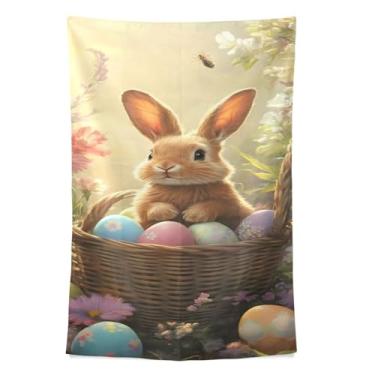 Imagem de STAYTOP Tapeçaria de parede de coelho da Páscoa e ovo para decoração de casa, decoração de dormitório, sala de estar, quarto, tapete de parede (60 × 51 pol.)