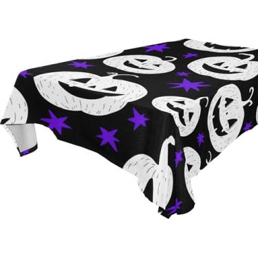 Imagem de Burbuja Toalha de mesa Jack O Lantern Pumpkins, toalha de mesa retangular, anti-rugas, grossa para decoração de jantar, cozinha, festa, 152 x 304 cm