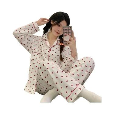 Imagem de Conjunto De Pijamas Femininos De Manga Longa Coreanos Para Primavera E