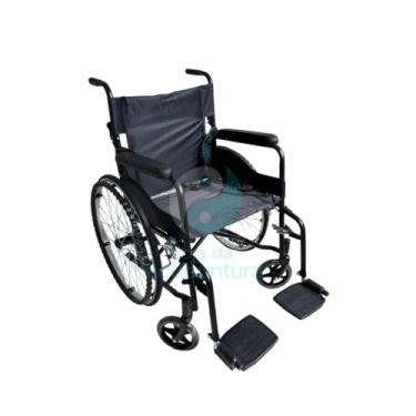 Imagem de Cadeira De Rodas Dobrável Resistente Até 100kg Bk Preta