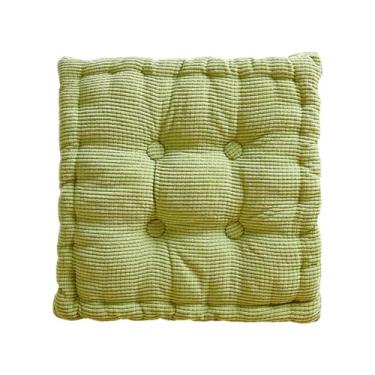 Imagem de Ｂｅｓｇａ Almofada de assento em formato de biscoito, almofada de chão quadrada, macia e confortável para meditação, ideal para decoração de escritório, quarto, Amarelo Verde