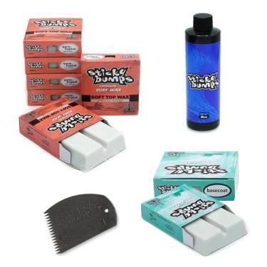Imagem de Sticky Bumps Pacote de cera de surfe Soft Top | 85 g - pacote com 6 quente/tropical (20.6 °C/20°C) + 2 pacotes de base (todas as temperaturas) | Inclui pente de cera e removedor de cera - 227 g |