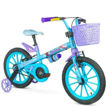 Imagem de Bicicleta Infantil Feminina Aro 16 Frozen Cestão Rodinha - Nathor
