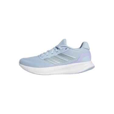 Imagem de adidas Tênis feminino Run Falcon 5, Céu claro/cinza mágico, metálico/preto, 35