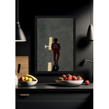 Imagem de Quadro Ayrton Lenda Senna com Vidro e Moldura Preta Tam:A4 - Spark Loj