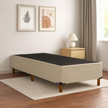 Imagem de Base Box Solteiro com 6 Pés em Madeira Bege