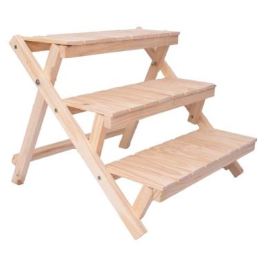 Imagem de Prateleira Floreira 3 Andares Dobrável de Madeira Pinus