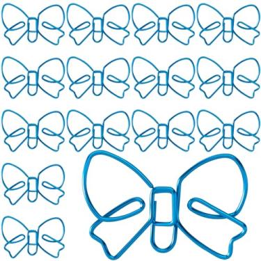 Imagem de YALOJE 15pcs Mini Bow Shape Paper Clips, Blue Fancy Paperclips, Cute Bowknot Metal Bookmarks, Decorative Paper Clamps Holders for Document, Office, Home