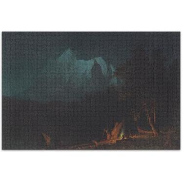 Imagem de Quebra-cabeça de paisagem montanhosa Albert Bierstadt 1000 peças presentes de festa de elefante branco para adultos, quebra-cabeça grande, pintura a óleo, 75 x 40 cm