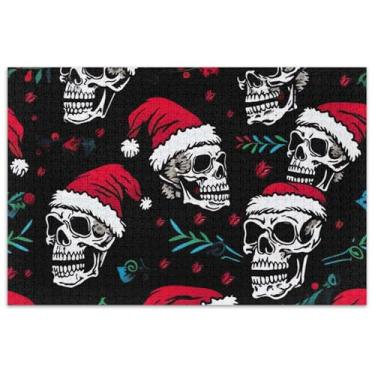 Imagem de Quebra-cabeças de Natal com caveiras de Papai Noel, 1000 quebra-cabeças para adultos, arte de flor, natureza, presentes de elefante branco, presentes engraçados