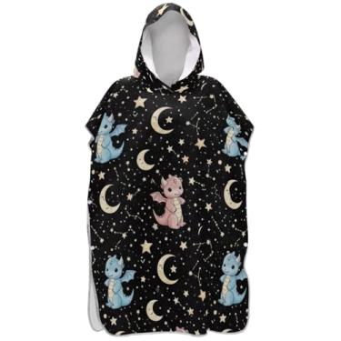 Imagem de Joisal Lindo poncho de surf preto pastel dragões para adultos trocador de roupa de praia com capuz toalha de banho reutilizável ponchos de praia para homens