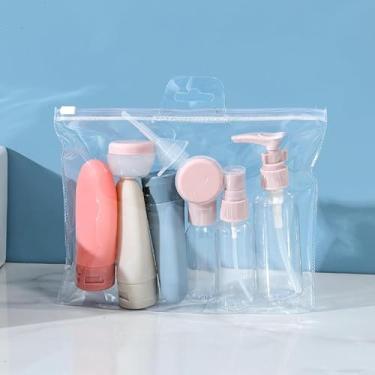 Imagem de Conjunto de 11 frascos à prova de vazamento para artigos de higiene de viagem, recipientes cosméticos portáteis recarregáveis com bolsa de armazenamento, acessórios de viagem para xampu e