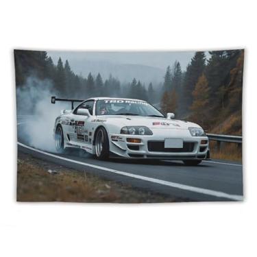 Imagem de HouLaiZhe JDM Tapeçaria de carro Sup Drift carro esportes velocidade Jdm pendurar na parede quarto decoração de casa tapeçarias estética piquenique decoração de parede arte de parede para dormitório