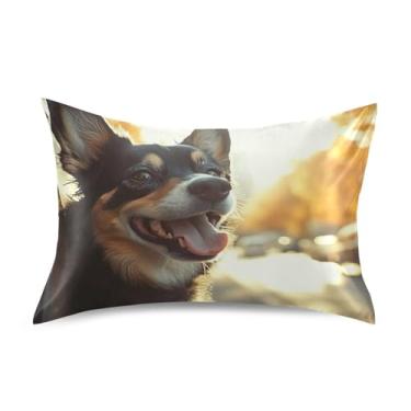 Imagem de Travesseiros Queen King Size Padrão Cachorro Animado Janela Carro Brisa Cetim Fronhas Fofas Decorativas Refrigerantes Cama Macia Travesseiro King Size 101,6 cm x 50,8 cm