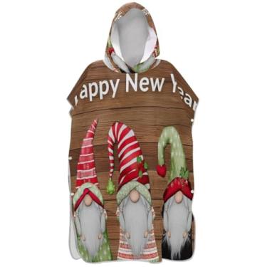 Imagem de Joisal Poncho de surfe para adultos trocador de roupa de praia com capuz toalha de banho absorvente unissex adulto poncho com capuz fofo festival gnomos verde vermelho