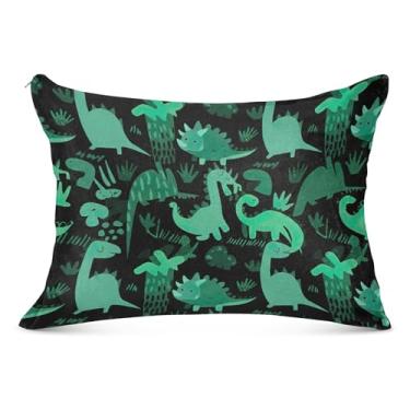 Imagem de Dino Jungle Green Teal Grande Zíper Fronha Decorativa Longa Padrão Queen King Size Fronha Deslizante para Cama de Casa Sofá, Tamanho Corporal, 53 cm x 137 cm