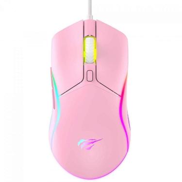 Imagem de Mouse Gamer Havit MS1029, 8000DPI, USB, RGB, 6 Botões, Pink - Rosa - Unissex - Único-Unissex