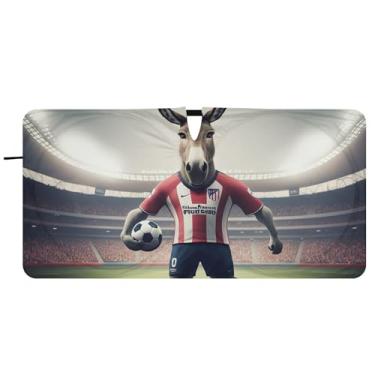 Imagem de Guarda-sol personalizado vermelho burro de futebol para para-brisa de carro bonito dobrável caminhão carro sombra para-brisa frontal automotivo, 81 cm x 157 cm