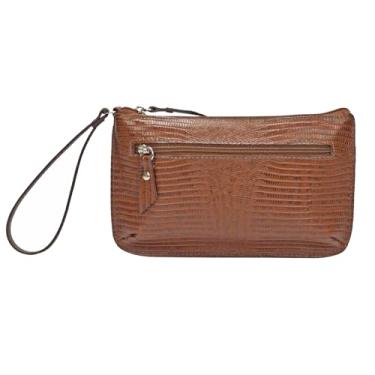 Imagem de Bolsa Clutch Carteira de Mao e Porta Celular Feminina em Couro Legítimo Madamix MDXP046 (Marrom)