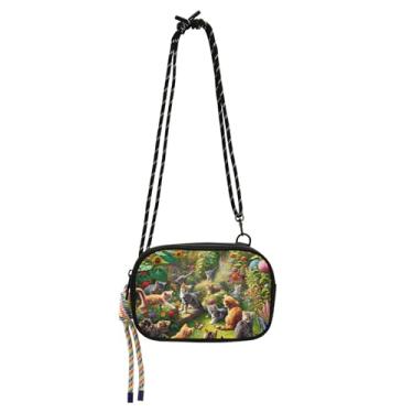 Imagem de Bolsa tiracolo feminina pequena com estampa de gatinho para jardim de primavera, carteira para iPhone, bolsa de ombro, viagens, todos os dias